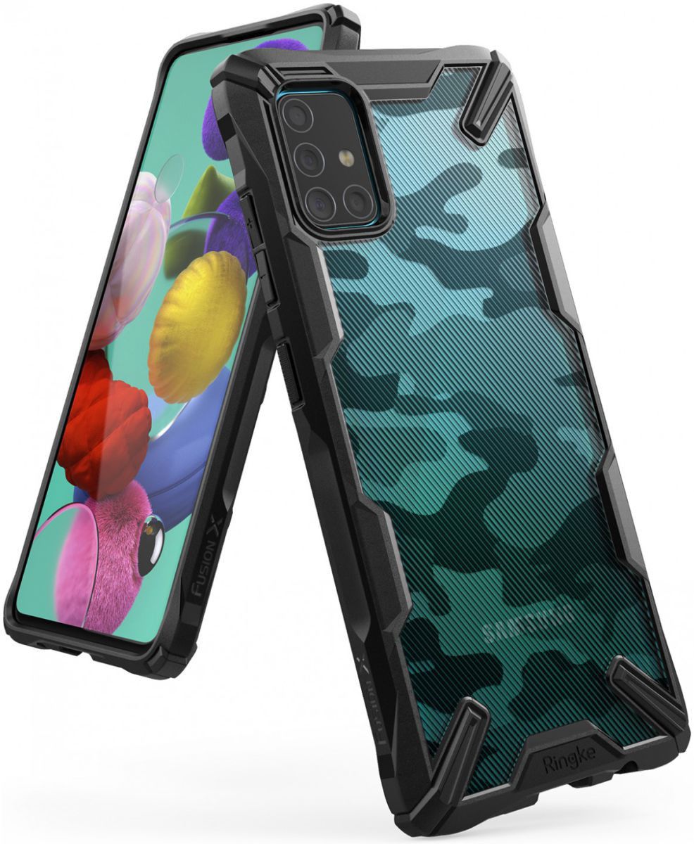 Ringke Fusion X Samsung Galaxy A71 Hoesje Camo Design Zwart afbeelding 1
