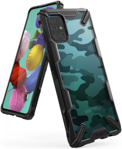 Ringke Fusion X Samsung Galaxy A71 Hoesje Camo Design Zwart afbeelding 1