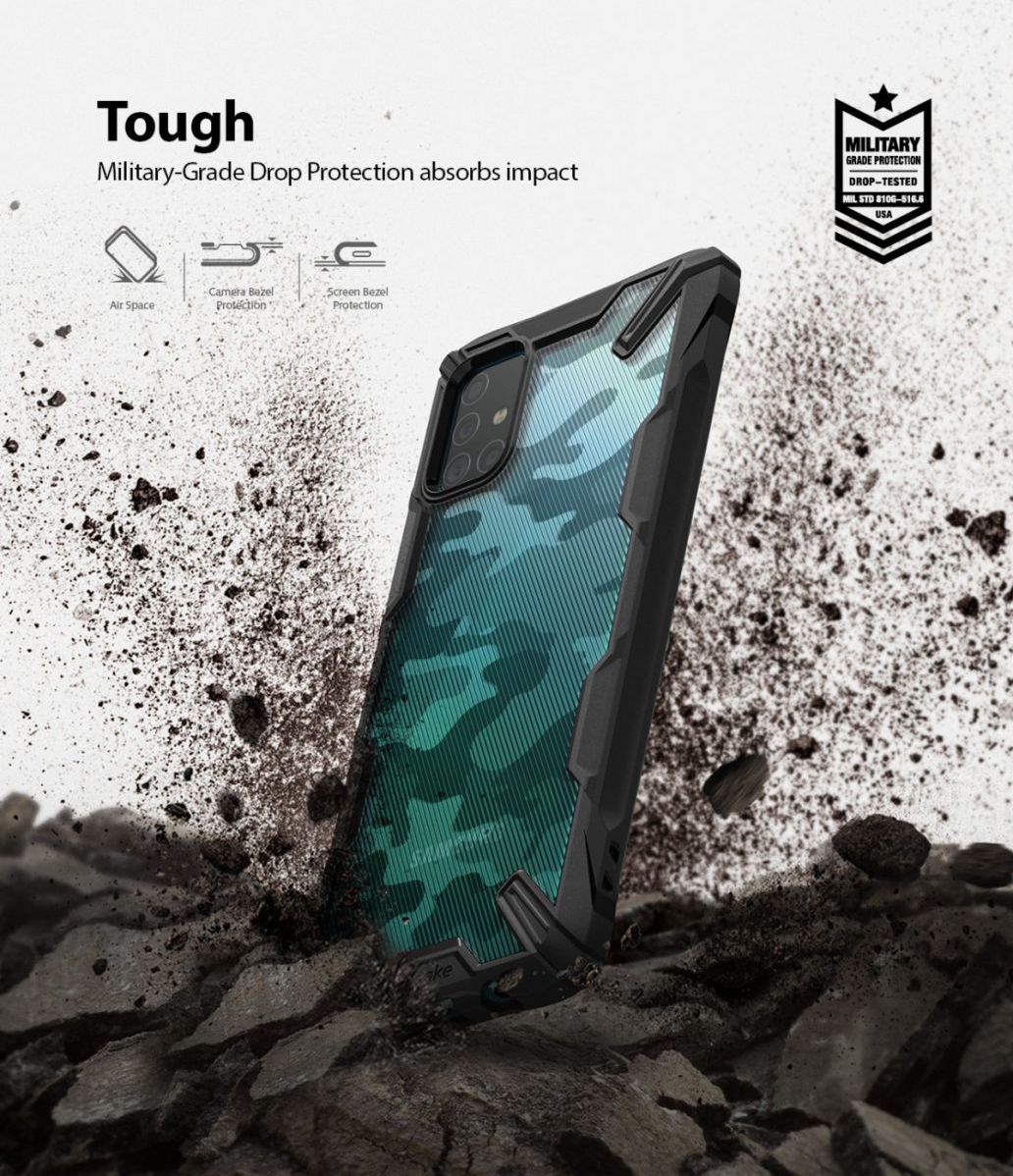 Ringke Fusion X Samsung Galaxy A71 Hoesje Camo Design Zwart afbeelding 4