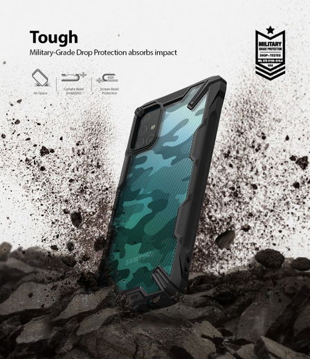 Ringke Fusion X Samsung Galaxy A71 Hoesje Camo Design Zwart afbeelding 4