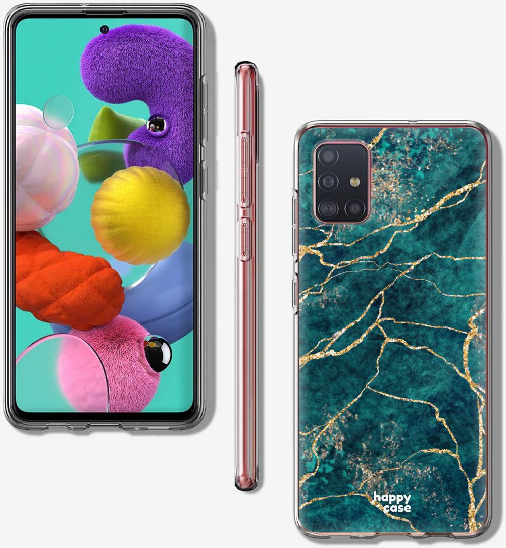 HappyCase Samsung Galaxy A71 Hoesje Flexibel TPU Aqua Marmer Print afbeelding 8