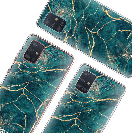 HappyCase Samsung Galaxy A71 Hoesje Flexibel TPU Aqua Marmer Print afbeelding 7
