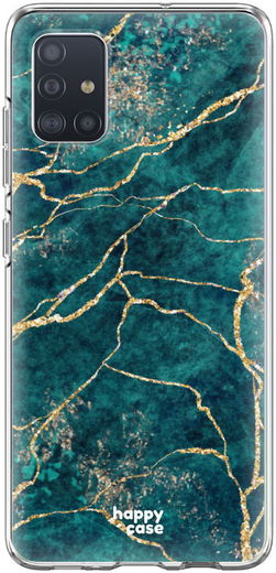 HappyCase Samsung Galaxy A71 Hoesje Flexibel TPU Aqua Marmer Print afbeelding 5