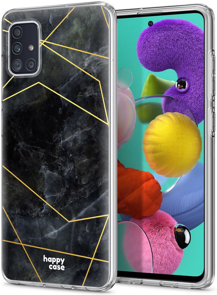 HappyCase Samsung Galaxy A71 Hoesje Flexibel TPU Zwart Marmer Print afbeelding 2