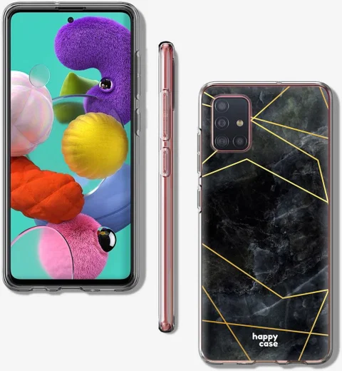 HappyCase Samsung Galaxy A71 Hoesje Flexibel TPU Zwart Marmer Print afbeelding 8
