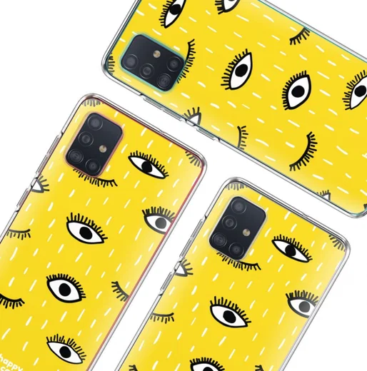 HappyCase Samsung Galaxy A71 Hoesje Flexibel TPU Happy Eyes Print afbeelding 7