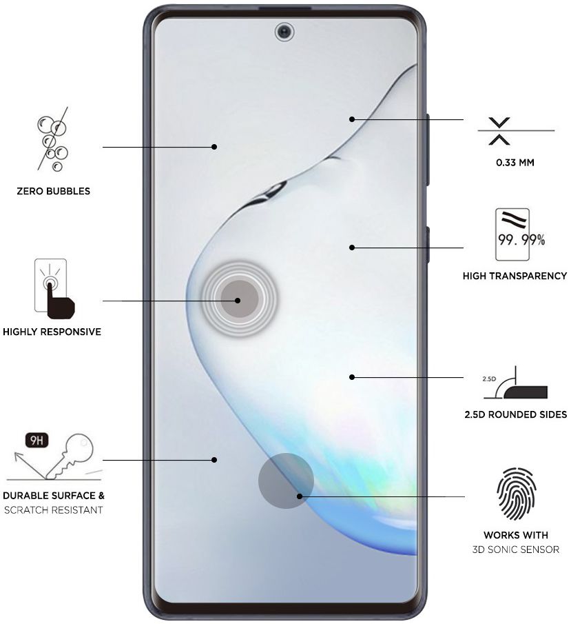 Eiger Samsung Note 10 Lite Tempered Glass Case Friendly Gebogen afbeelding 2