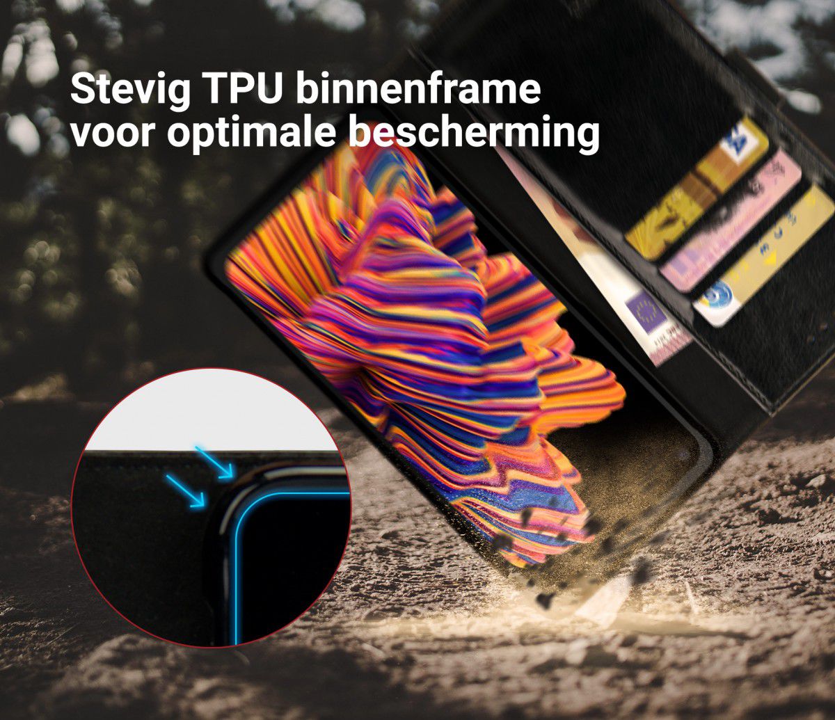 Rosso Element Samsung Galaxy Xcover Pro Hoesje Book Cover Zwart afbeelding 8