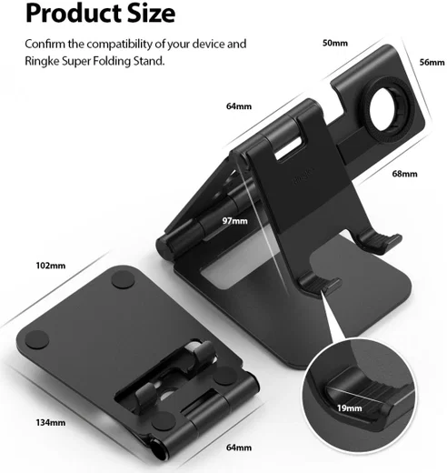 Ringke Super Folding Universele Smartphone en Galaxy Watch Stand Zwart afbeelding 9