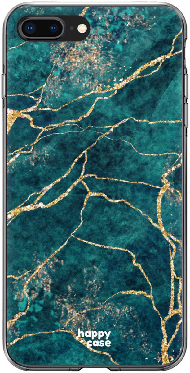 HappyCase Apple iPhone 8 / 7 Plus Hoesje TPU Aqua Marmer Print afbeelding 1