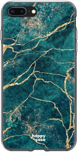 HappyCase Apple iPhone 8 / 7 Plus Hoesje TPU Aqua Marmer Print afbeelding 1