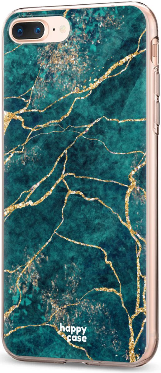 HappyCase Apple iPhone 8 / 7 Plus Hoesje TPU Aqua Marmer Print afbeelding 7