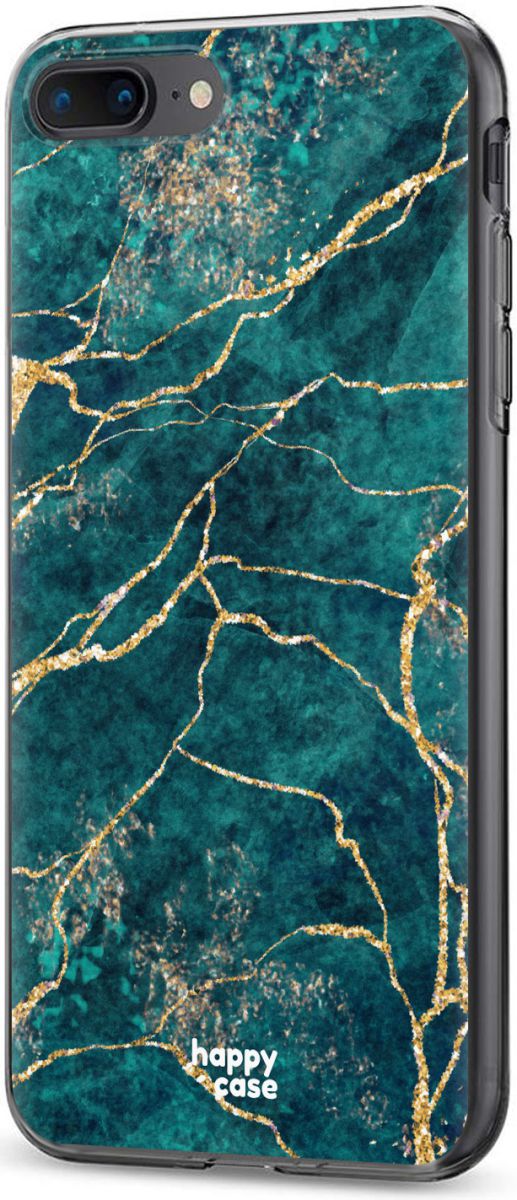 HappyCase Apple iPhone 8 / 7 Plus Hoesje TPU Aqua Marmer Print afbeelding 5
