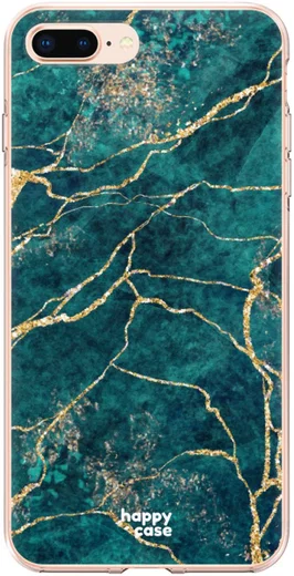 HappyCase Apple iPhone 8 / 7 Plus Hoesje TPU Aqua Marmer Print afbeelding 6