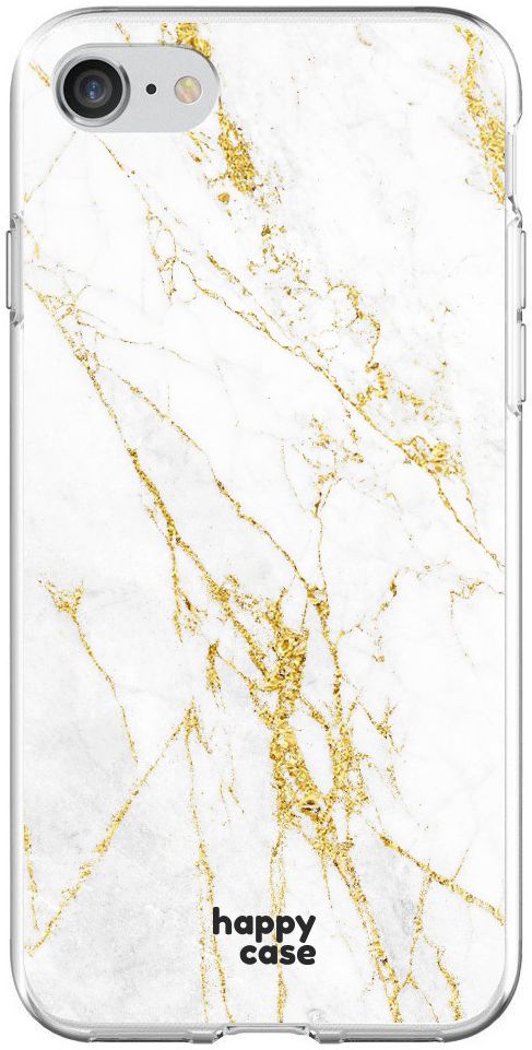 HappyCase Apple iPhone 8 Flexibel TPU Hoesje Wit Marmer Print afbeelding 1