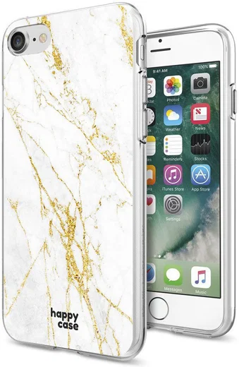 HappyCase Apple iPhone 8 Flexibel TPU Hoesje Wit Marmer Print afbeelding 2