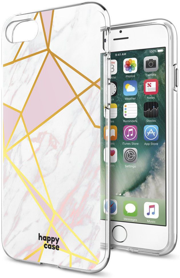 HappyCase Apple iPhone 8 Flexibel TPU Hoesje Roze Marmer Print afbeelding 4
