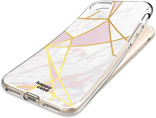 HappyCase Apple iPhone 8 Flexibel TPU Hoesje Roze Marmer Print afbeelding 5