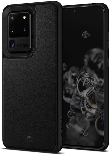 Spigen Cyrill Leather Brick Samsung Galaxy S20 Ultra Hoesje Zwart afbeelding 1