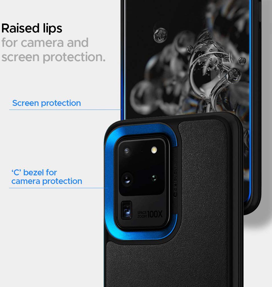 Spigen Cyrill Leather Brick Samsung Galaxy S20 Ultra Hoesje Zwart afbeelding 5