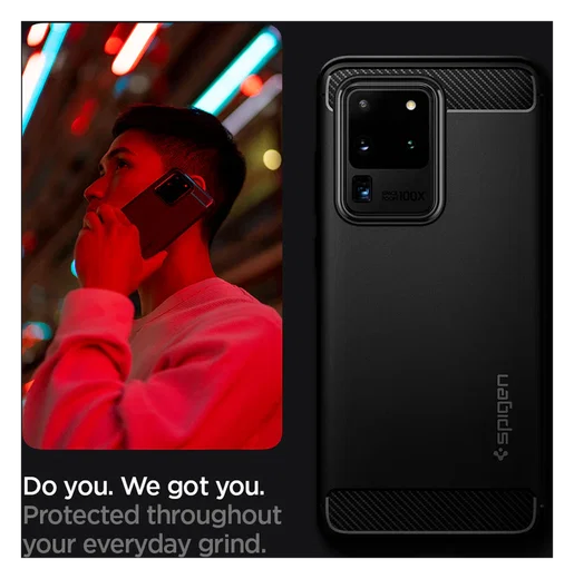 Spigen Rugged Armor Samsung Galaxy S20 Ultra Hoesje Zwart afbeelding 6