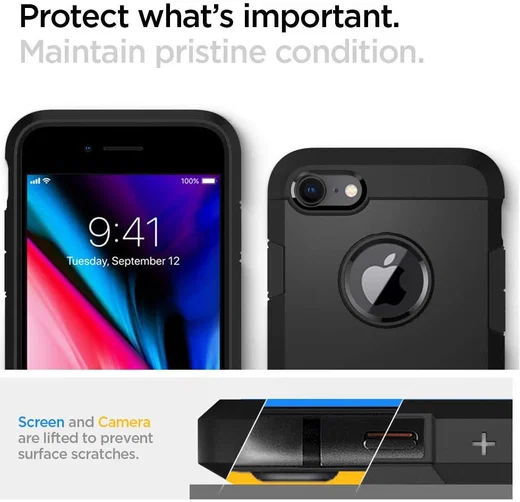 Spigen Tough Armor Apple iPhone SE (2020/2022) Hoesje Zwart afbeelding 6