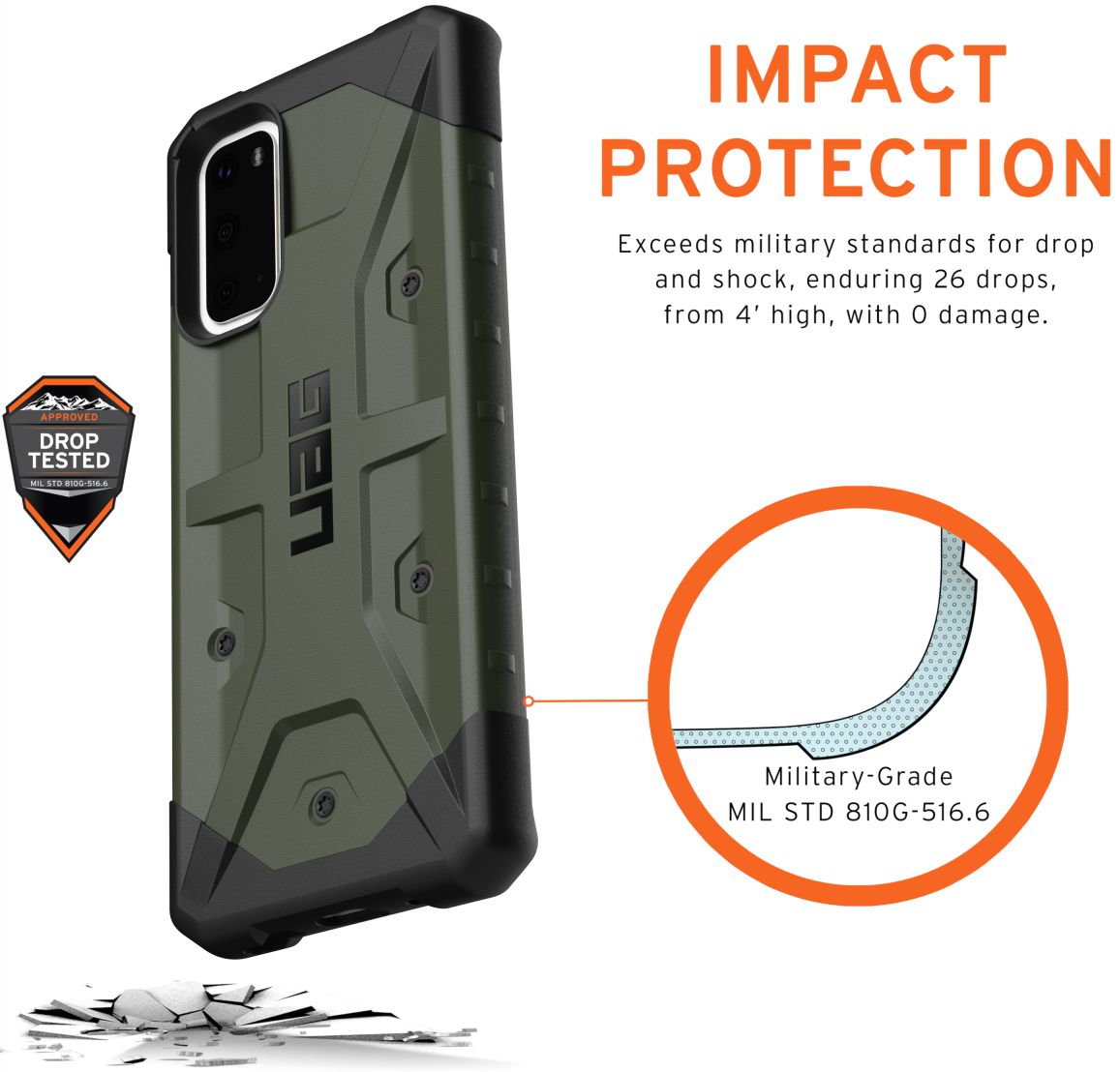 Urban Armor Gear Pathfinder Samsung Galaxy S20 Hoesje Olive Drab afbeelding 4