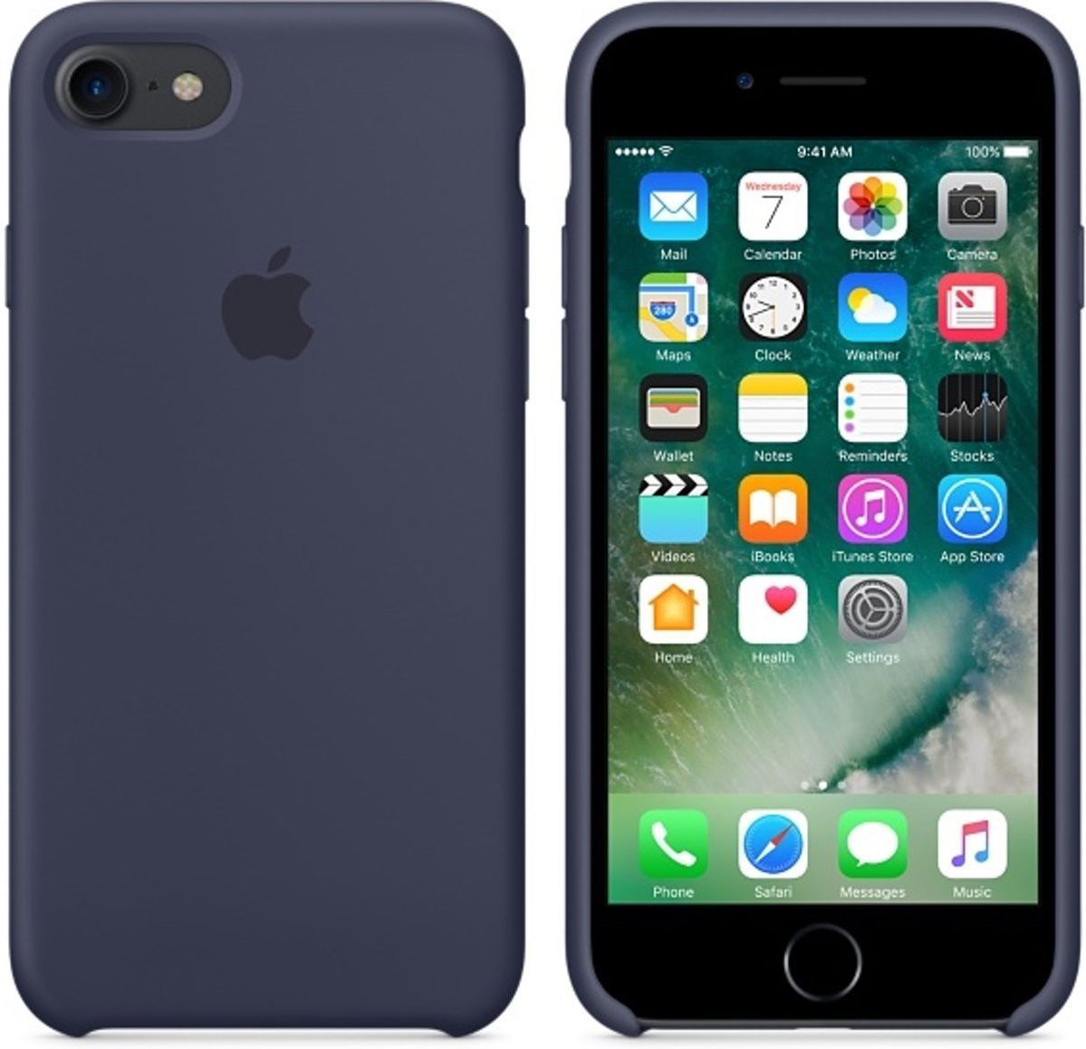Originele Apple iPhone 8 / 7 Silicone Case Midnight Blue afbeelding 4