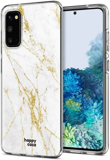 HappyCase Samsung Galaxy S20 Hoesje Flexibel TPU Wit Marmer Print afbeelding 2