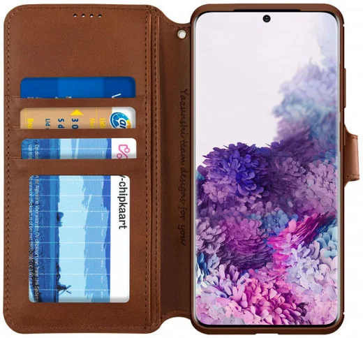 AZNS Samsung Galaxy S20 Plus Hoesje Wallet Case Kunst Leer Bruin afbeelding 1