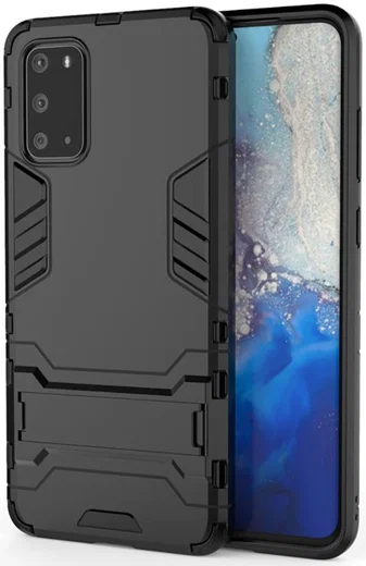 Samsung Galaxy S20 Hoesje Shock Proof Back Cover Met Kickstand Zwart afbeelding 1