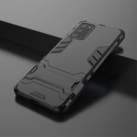 Samsung Galaxy S20 Hoesje Shock Proof Back Cover Met Kickstand Zwart afbeelding 4