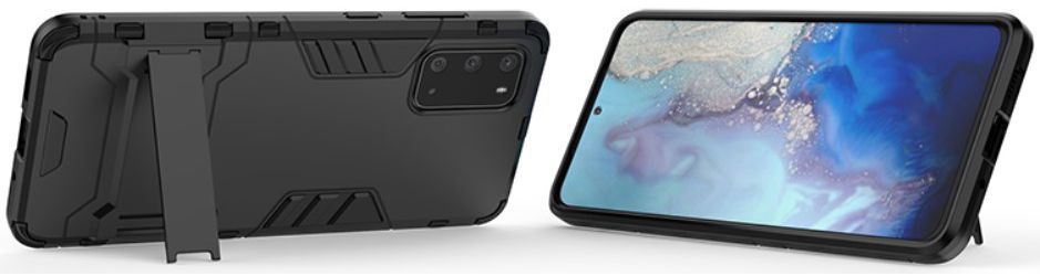 Samsung Galaxy S20 Hoesje Shock Proof Back Cover Met Kickstand Zwart afbeelding 3