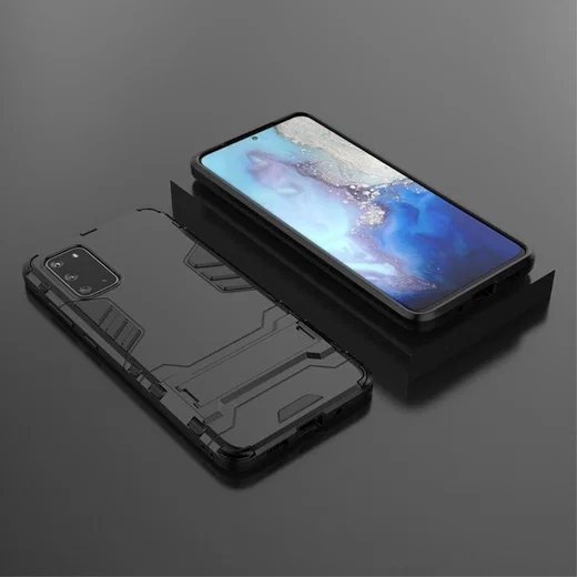 Samsung Galaxy S20 Hoesje Shock Proof Back Cover Met Kickstand Zwart afbeelding 2