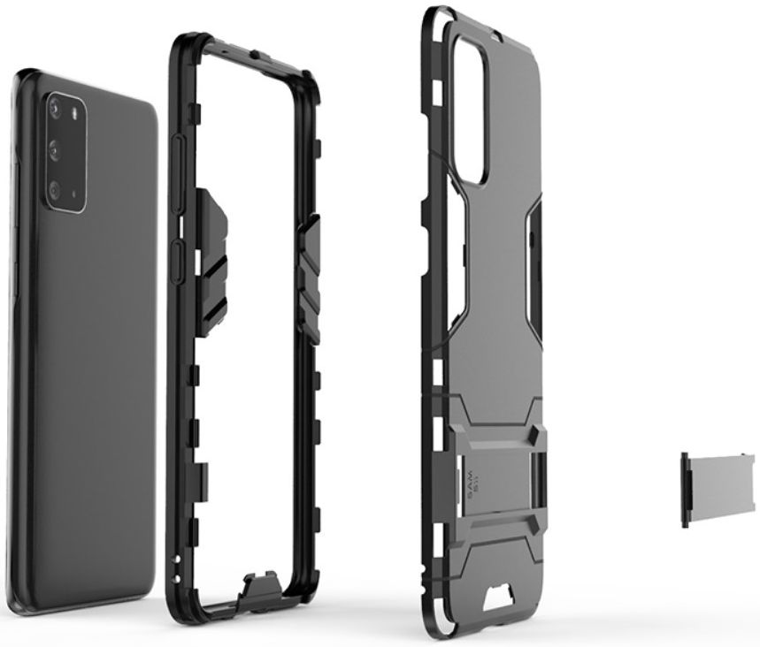 Samsung Galaxy S20 Hoesje Shock Proof Back Cover Met Kickstand Zwart afbeelding 5