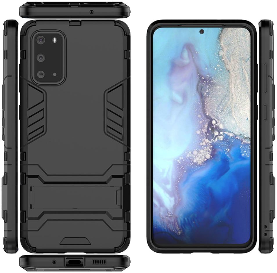 Samsung Galaxy S20 Hoesje Shock Proof Back Cover Met Kickstand Zwart afbeelding 7