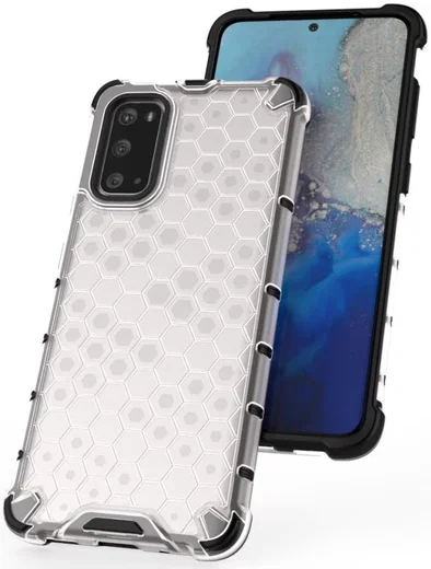 Samsung Galaxy S20 Hoesje Shock Proof Back Cover Hybride Wit afbeelding 2