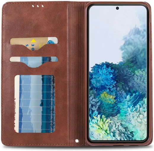 AZNS Samsung Galaxy S20 Plus Hoesje Wallet Book Case Kunst Leer Coffee afbeelding 1