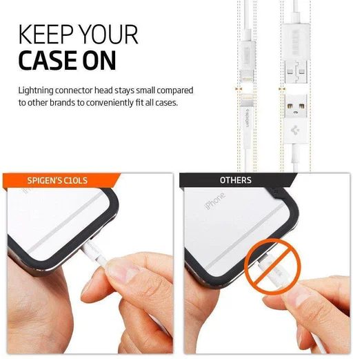 Spigen C10LS Lightning Kabel 1 Meter Wit afbeelding 6