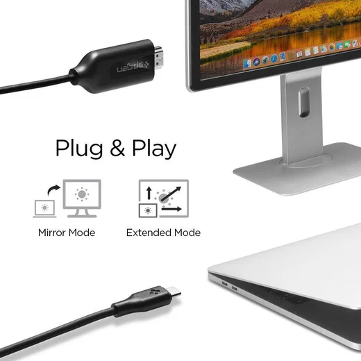 Spigen USB-C naar HDMI Kabel 2 Meter Zwart afbeelding 3