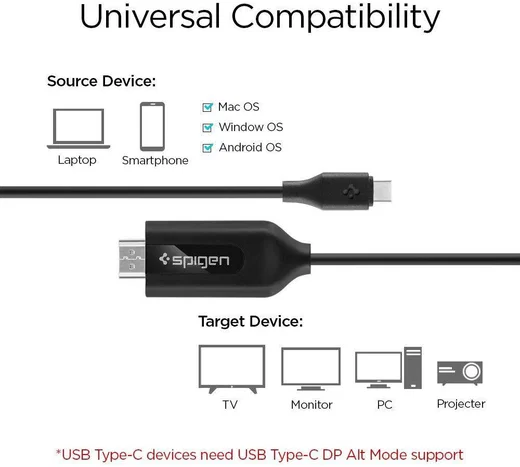 Spigen USB-C naar HDMI Kabel 2 Meter Zwart afbeelding 9