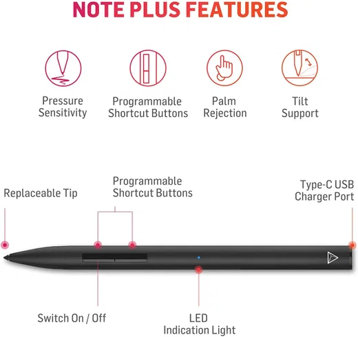 Adonit Note Plus Stylus Pen Excellent Precision voor Apple iPad Zwart afbeelding 5