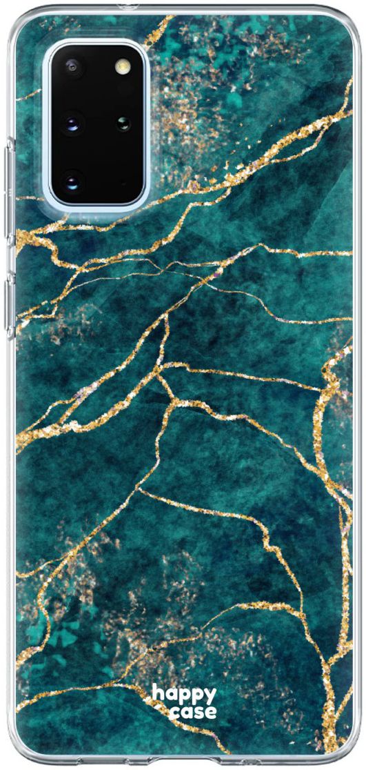 HappyCase Samsung S20 Plus Hoesje Flexibel TPU Aqua Marmer Print afbeelding 1