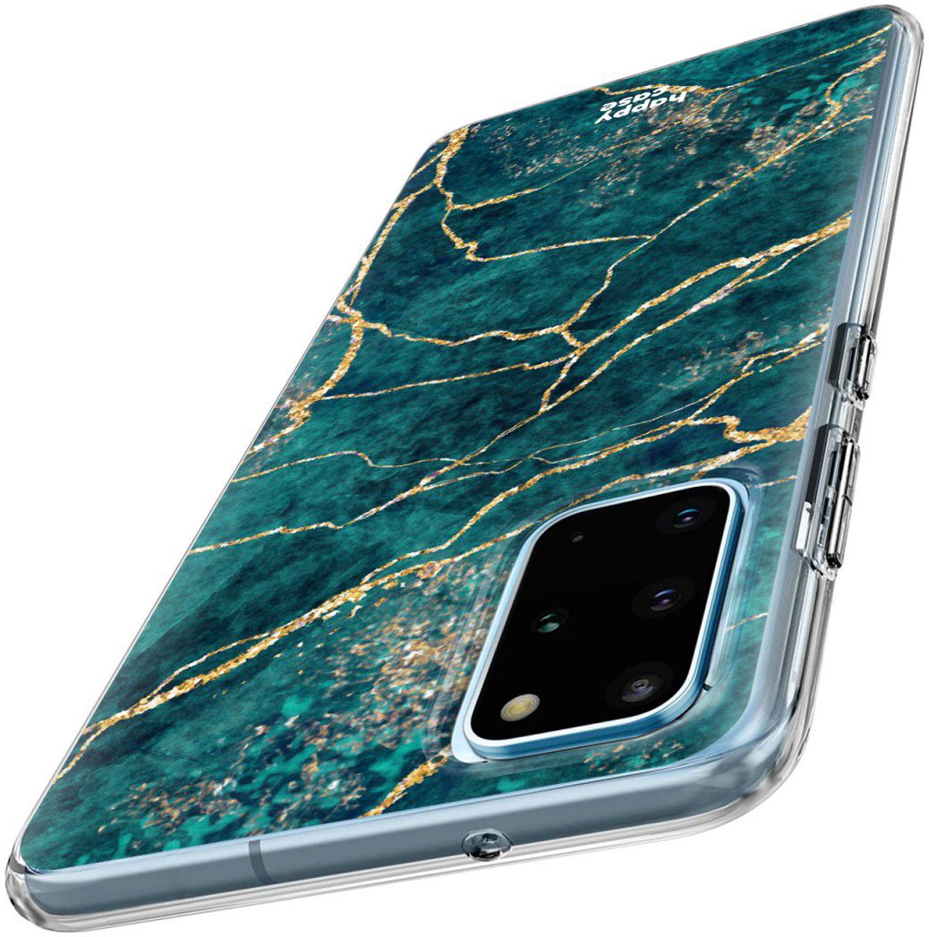 HappyCase Samsung S20 Plus Hoesje Flexibel TPU Aqua Marmer Print afbeelding 5