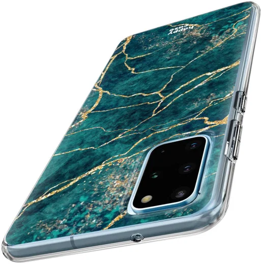 HappyCase Samsung S20 Plus Hoesje Flexibel TPU Aqua Marmer Print afbeelding 5