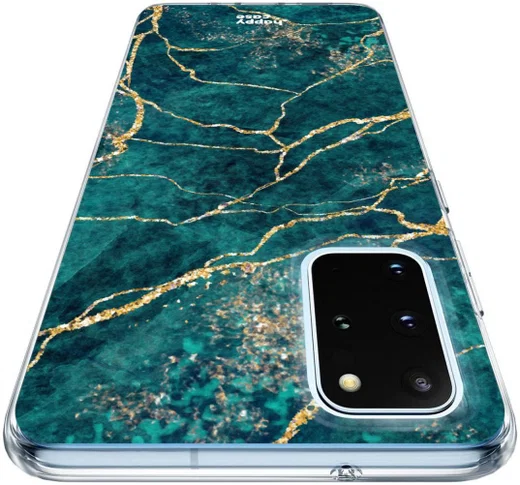 HappyCase Samsung S20 Plus Hoesje Flexibel TPU Aqua Marmer Print afbeelding 4