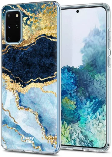 HappyCase Samsung S20 Plus Hoesje Flexibel TPU Blauw Marmer Print afbeelding 2