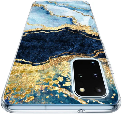 HappyCase Samsung S20 Plus Hoesje Flexibel TPU Blauw Marmer Print afbeelding 7