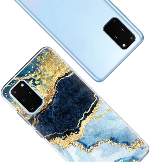 HappyCase Samsung S20 Plus Hoesje Flexibel TPU Blauw Marmer Print afbeelding 8