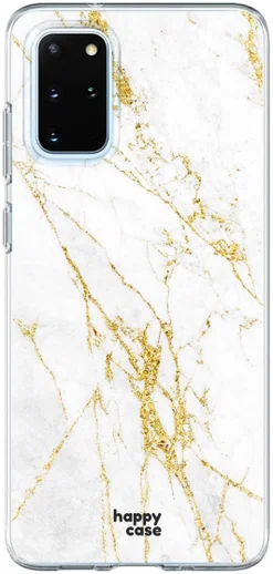 HappyCase Samsung S20 Plus Hoesje Flexibel TPU Wit Marmer Print afbeelding 1